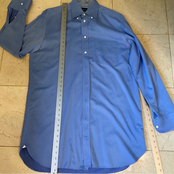 Ermenegildo Zegna Su Misura 100% Cotton Long Sleeve Button Down Blue Short, Sz - Picture 9 of 10